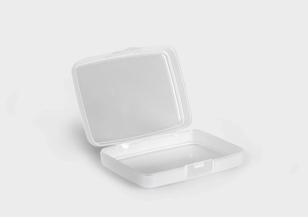ConsumerBox : boite en plastique avec couvercle à charnières - rose plastic
